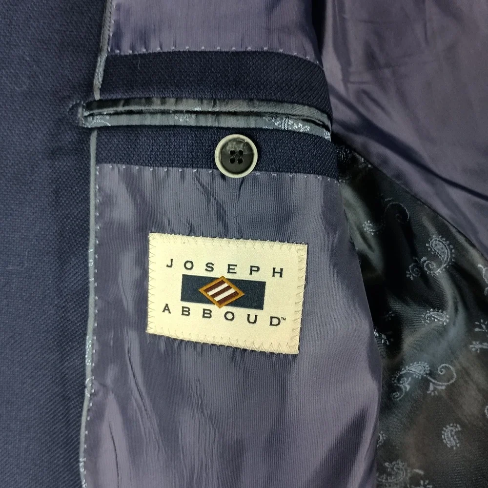 Joseph Abboud Heritage Blazer 54 XL Mens Navy Blue Angelico Super 100s Wool Slim - Picture 7 of 16
